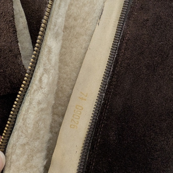 70’s Shearling Suede Boots Calf Height Fitted Vintage Chunky Lined Insulated - Picture 11 of 11